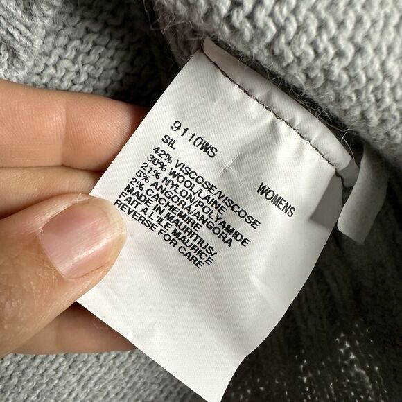 Woolrich Women's Cozy Ribbed Cable Knit Sweater M Grey Light Blue Wool Cashmere - Picture 9 of 16